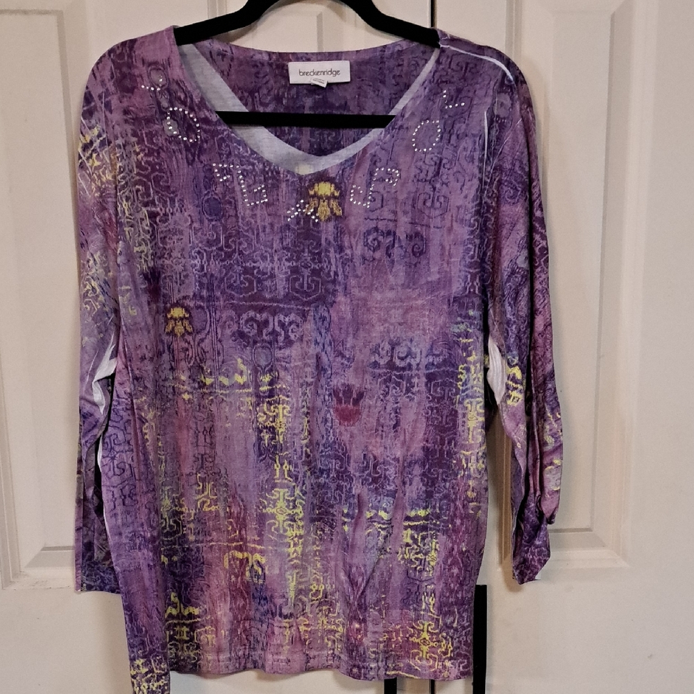 Breckenridge Purple and Yellow Beaded Blouse